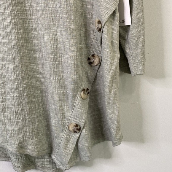 89th & Madison Asymmetrical Gauze Pullover Top 3/4 Sleeve Textured Soft Stretchy - Picture 6 of 15